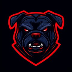 Wall Mural - Black Bulldog Mascot Logo with Red Eyes and Outline for Gaming Team