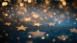 © Rere_Art151 - Golden Stars on a Glittering Blue Background with Bokeh Lights