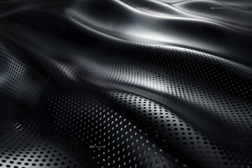 Wall Mural - Abstract Black Surface with Wavy Patterns and Perforations