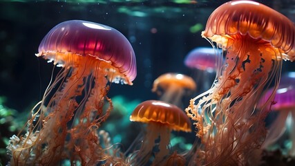 Seawater aquarium light wild life nature jellyfish color
