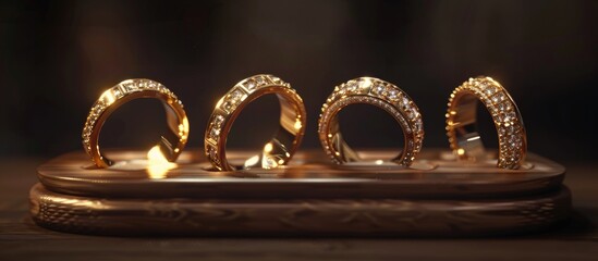 Gold Wedding Rings On The Stand For Rings