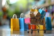 © Valentin - Colorful Shopping Scene with Mini Cart and Gift Bags