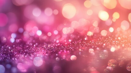 Sticker - Abstract Pink and Gold Glitter Background with Bokeh Lights