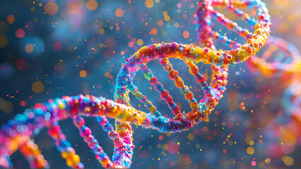 Dna helix enlarged model in bright colors and spots