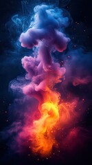 Wall Mural - mesmerizing vortex of vibrant neon smoke tendrils psychedelic colors blending and swirling in a hypn