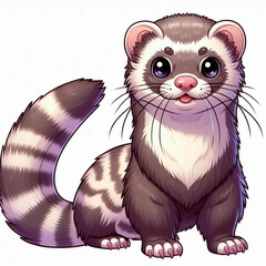 Wall Mural - Cute Ferret Vector Cartoon illustration