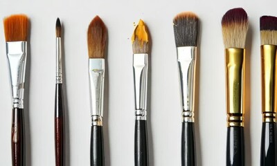 Wall Mural - Set of artist's paintbrushes on white background, Video