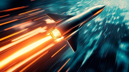 Wall Mural - space ship with flying trails