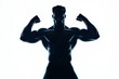 © LimeSky - Strong man silhouette on white background Fit man with clenched fists Bodybuilding branding design concept