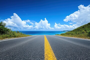 summer blue sky road sea