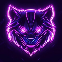 Sticker - Neon Wolf Head Logo Design