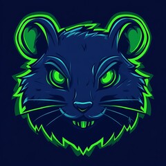 Wall Mural - Green Eyes Angry Rat Mascot Logo Design