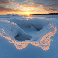 Canvas Print - Luminous White Dawn Over a Snowy Finnish Landscape: Serenity Captured