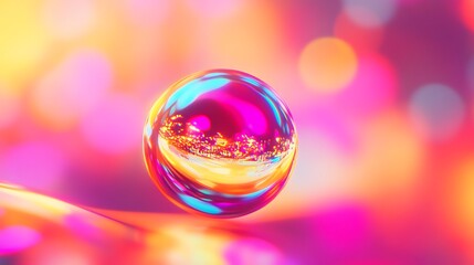 Abstract Glass Ball Macro With Colorful Bokeh