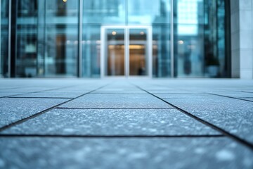 Sticker - Low angle view of glass building entrance and doors