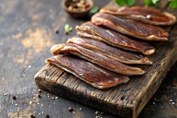 Canvas Print - Smoked duck breast jerky delicious snack