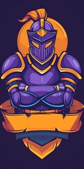 Sticker - Purple Knight with Crossed Arms and Banner