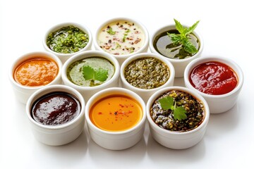 Poster - Various sauces on white background