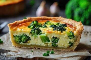 Canvas Print - Vegetarian pie with broccoli and cheese