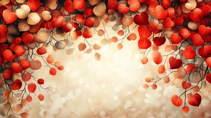 Wall Mural - Autumn leaves background with colorful foliage and bokeh effect