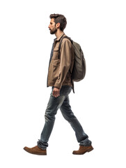 a man walking in transparent background