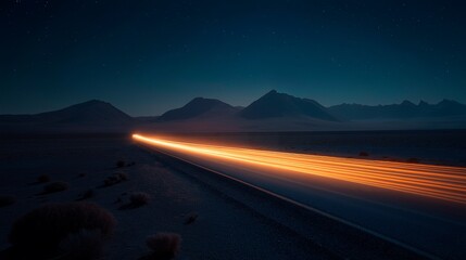 Wall Mural - night view of light coming across the road