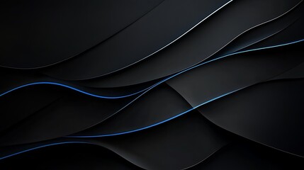 Poster - Abstract Black Background with Wavy Lines