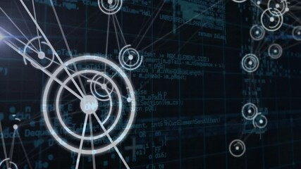 Wall Mural - animation of network of connections with spots over black background