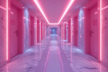 Pink Hallway with Neon Lights