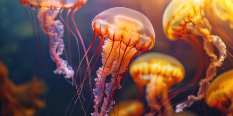 Canvas Print - Aquarium Chrysaora Jellyfish Sea Nettles Pelagiidae