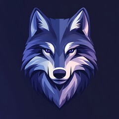 Wall Mural - Abstract Wolf Head Illustration, Blue Gradient Color