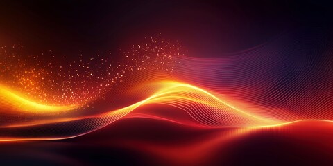 Wall Mural - dark background with flowing orange gradient waves, ideal for digital art, futuristic designs, or as