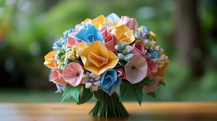 Sticker - Colorful Origami Flower Bouquet
