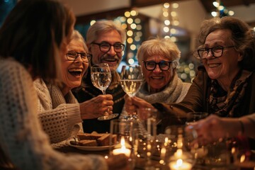 A group of older people are smiling and laughing together, generative ai image