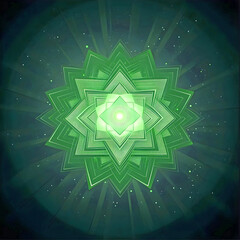 Canvas Print - green anahata chakra, ai generated.