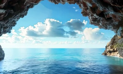 Wall Mural - Coastal cave with ocean view, Video