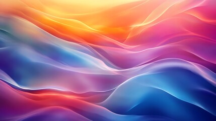 Canvas Print - Colorful abstract waves in sunset hues