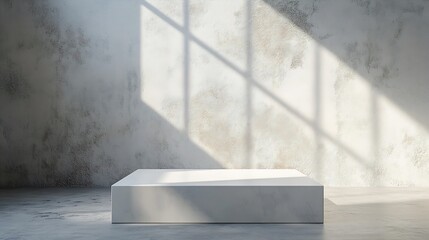 Poster - White abstract empty corner blank table studio shot empty table white podium with spotlight and bright minimal background plaster bright white and gray wall and white table stage backg : Generative AI
