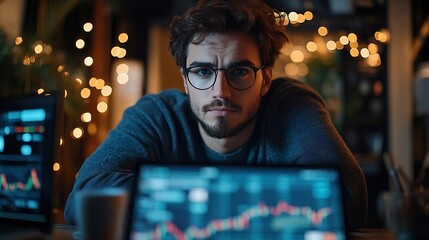 Leinwandbilder - Man on his vlog teaching how to gain profit on exchange market : Generative AI