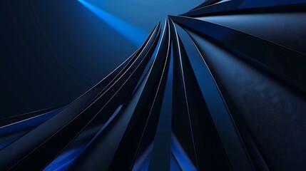 Fototapete - Modern black blue abstract background Minimal Color gradient Dark Web banner Geometric shape 3d effect Lines stripes triangles Design Futuristic Cut paper or metal effect Luxury Premiu : Generative AI