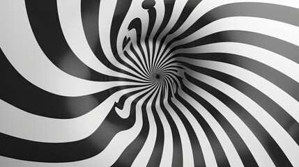 Wall Mural - Eternal motion of black and white spiral pattern, creating a captivating optical illusion with precise lines.