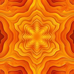 Wall Mural - An intricate star pattern with swirling orange and yellow lines creates a hypnotic effect. This psychedelic design, featuring burst lines and twisted swirls, art installations, and posters.