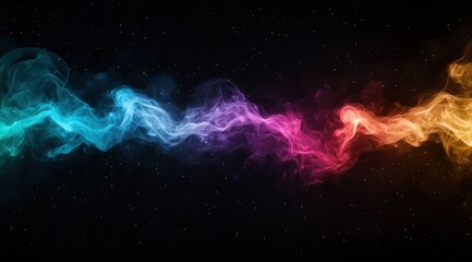 Canvas Print - Vibrant cosmic smoke swirls in the night sky