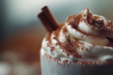 Wall Mural - Close-up of Whipped Cream with Cinnamon