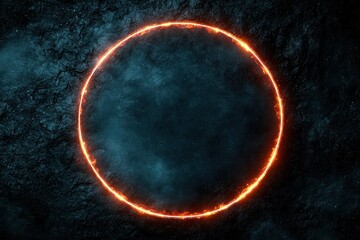 Poster - Glowing circular portal in dark space