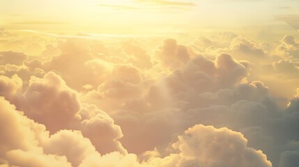 Wall Mural - beautiful vivid sky painted by the sun leaving bright golden shadesdense clouds in twilight sky in w