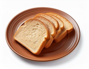 Wall Mural - Bread on plate isolated on white background