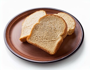 Wall Mural - Bread on plate isolated on white background