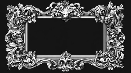 vintage baroque frame. old engraving. retro ornament pattern in antique rococo style decorative. bar