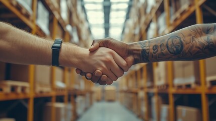 Fototapete - People hands and fist bump in workplace for teamwork collaboration and solidarity with synergy Employee circle and trust for strategy partnership with support diversity and mission in  : Generative AI